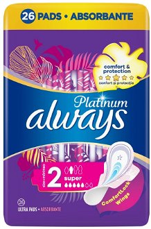 ALWAYS Platinum Super Hygienické vložky s krídelkami 26 ks 2