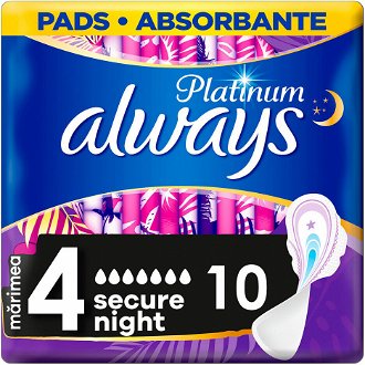 ALWAYS Platinum Ultra Night Hygienické vložky s krídelkami 10 ks 2
