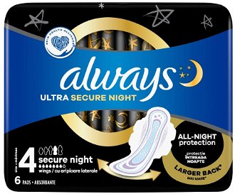 ALWAYS Ultra Hygienické Vložky Secure Night s krídelkami veľkosť 4 - 6 kusov 2