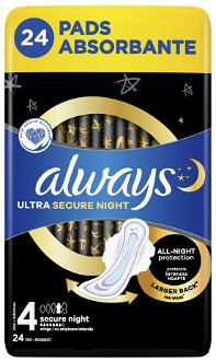 ALWAYS Ultra Hygienické Vložky Secure Night (veľ. 4) s krídelkami