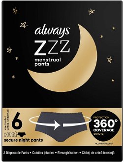 ALWAYS ZZZ Nočné jednorazové menštruačné nohavičky 3 ks 2