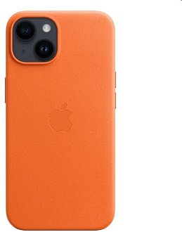 Kožený zadný kryt pre Apple iPhone 14 s MagSafe, oranžová