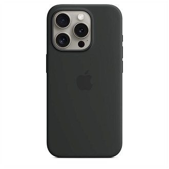 Silikónový zadný kryt pre Apple iPhone 15 Pro s MagSafe, čierna