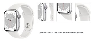 Apple Watch Series 8 GPS 41mm strieborná , hliníkové puzdro so športovým remienkom biela 1