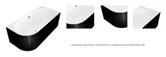 Asymetrická vaňa Polysan ASTRA 160x75 cm akrylát pravá čierno/biela 34611MB 1