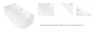 Asymetrická vaňa Polysan ASTRA L MONOLITH 75x160 cm akrylát ľavá 33611M 1