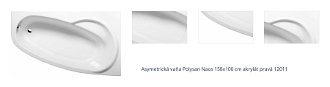Asymetrická vaňa Polysan Naos 158x100 cm akrylát pravá 12011 1