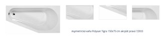 Asymetrická vaňa Polysan Tigra 150x75 cm akrylát pravá 72933 1