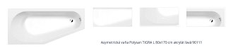 Asymetrická vaňa Polysan TIGRA L 80x170 cm akrylát ľavá 90111 1