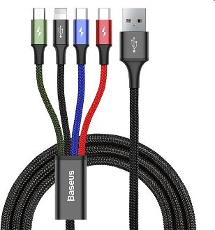 Baseus CA1T4-B01 USB - 2x USB-C / Lightning / micro USB 3.5A, 1,2m, černý
