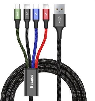 BASEUS Fast 4v1 nabíjací kábel pre Lightning (2 ×), Type-C, Micro USB 3,5 A/1,2 m, čierna CA1T4-A01