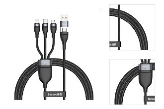 Baseus Flash Series 2for3 nabíjací kábel USB-A+USB-C/Lightning+MicroUSB+USB-C 100W 1.2m 3