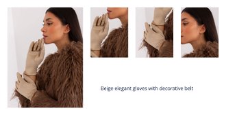 Beige elegant gloves with decorative belt 1