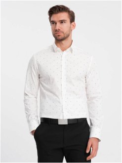 Biela pánska vzorovaná košeľa Ombre Clothing