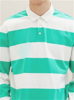 Bielo-zelené pánske polo tričko s dlhým rukávom Tom Tailor Denim 5