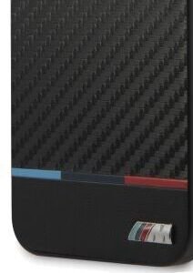 BMW PU Carbon Tricolor Line Kryt pre iPhone 12/12 Pro, Black 8