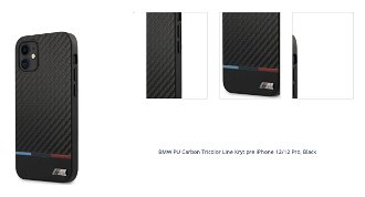 BMW PU Carbon Tricolor Line Kryt pre iPhone 12/12 Pro, Black 1