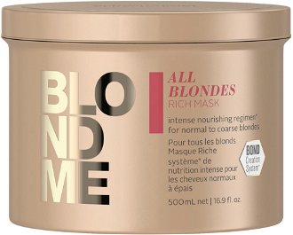 Bohatá maska pre blond vlasy Schwarzkopf Professional BlondMe All Blondes Rich Mask - 500 ml (2631453, 2849675) + darček zadarmo 2