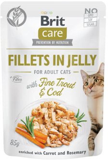 Brit Care Cat kapsička, filetky v želé s treskou a pstruhom 85 g 2