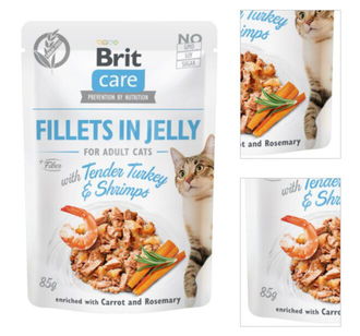 Brit Care Cat kapsičky, filety v želé s jemným morčacím a krevetami 85 g 3