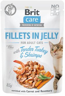 Brit Care Cat kapsičky, filety v želé s jemným morčacím a krevetami 85 g