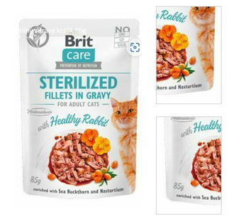 Brit Care cat steril. filet v omáčke králik kapsička 85 g 3