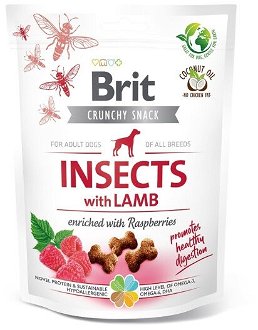Brit Care chrumkavý snack hmyzí s jahňacinou s príchuťou malín 200 g