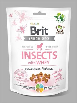 Brit Care Dog Crunchy Cracker. Funkčné pamlsky s hmyzom a syrovátkou. Obohatené o probiotiká. - 200g