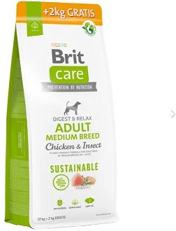 Brit Care Dog Sustainable Adult Medium Breed    - 12kg + 2kg GRATIS