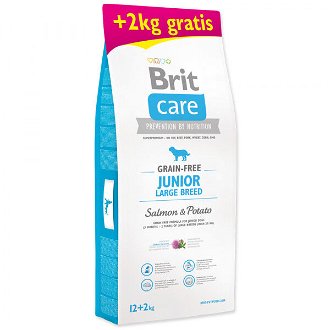 Brit Care Grain-free Junior Large Breed Salmon & Potato 12+2 kg ZDARMA