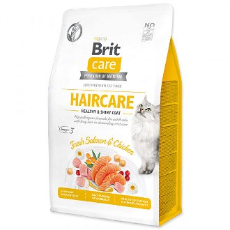 Brit Care granuly Cat Grain-Free Haircare Healthy & Shiny Coat losos a kura 0,4 kg