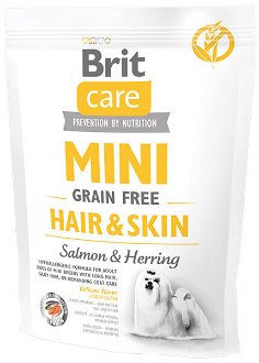 Brit Care granuly Mini Grain Free Hair & Skin losos a sleď 400 g