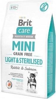 Brit Care granuly Mini Grain Free Light & Sterilised králik a losos 2 kg