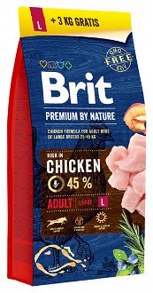 BRIT Premium by Nature Adult L 15+3kg ZADARMO