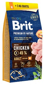 BRIT Premium by Nature Adult M 15+3kg ZADARMO