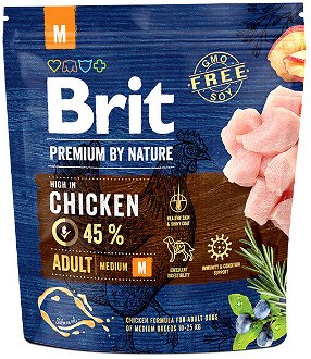 Brit Premium by Nature granuly Adult M kura 1 kg
