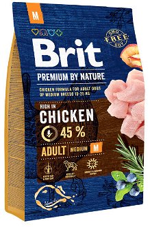 Brit Premium by Nature granuly Adult M kura 3 kg