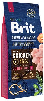 Brit Premium by Nature granuly Junior L kura 15 kg
