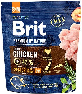 Brit Premium by Nature granuly Senior kura S+M 1 kg 2