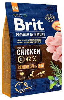 Brit Premium by Nature granuly Senior S+M kura 3 kg 2