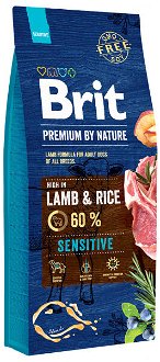 Brit Premium by Nature granuly Sensitive jahňa a ryža 15 kg 2