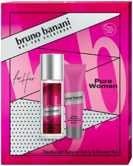 Bruno Banani Pure Woman - deodorant s rozprašovačem 75 ml + sprchový gel 50 ml