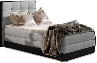 Čalúnená jednolôžková posteľ Alessandra 90 P - svetlosivá / čierna