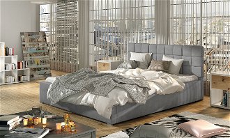 Čalúnená manželská posteľ s roštom Galimo 180 - svetlosivá