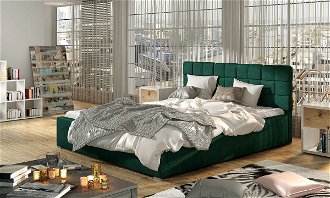 Čalúnená manželská posteľ s roštom Galimo UP 160 - tmavozelená