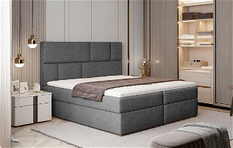 Čalúnená manželská posteľ s úložným priestorom Ferine 165 - sivá (Sawana 05)