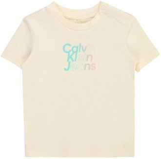 Calvin Klein Jeans Tričko  vodová / svetložltá / staroružová