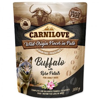 Carnilove Dog Pouch Paté bizón s plátkami ruží 300 g