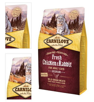 Carnilove fresh cat adult gourmand granuly kura a králik 2 kg 4