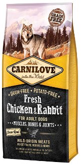 Carnilove Fresh Chicken a Rabbit Muscles, Bones a Joints for Adult dogs 12 kg